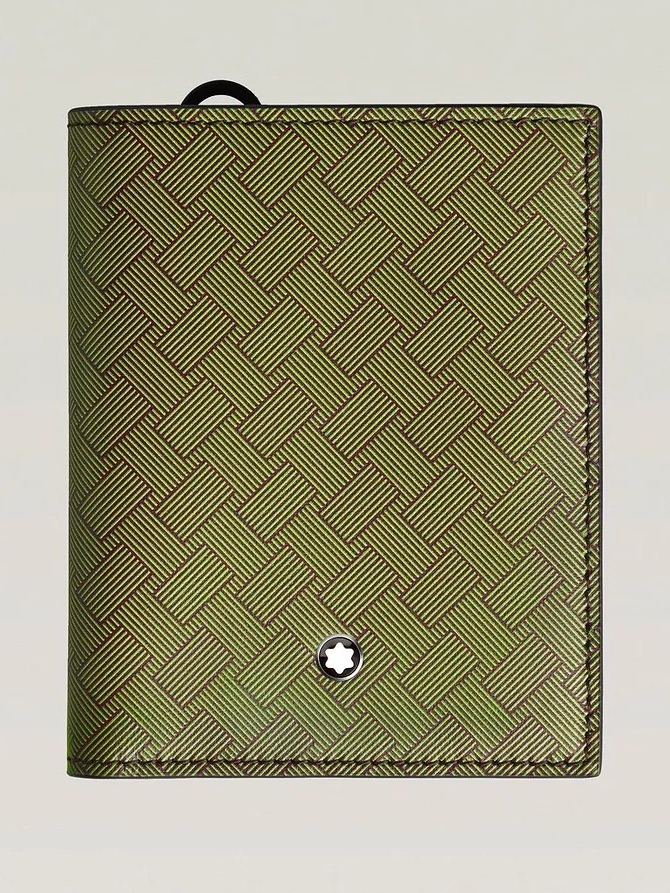 Brand New Montblanc 6cc Compact Leather Wallet - Lime